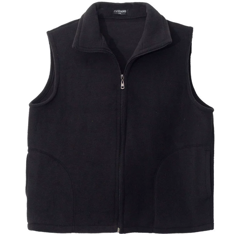 2021 Флис Другие источники Кардиган Пригородная молния Хлопок без капюшона Черный сплошной цвет Городской Повседневный жилет