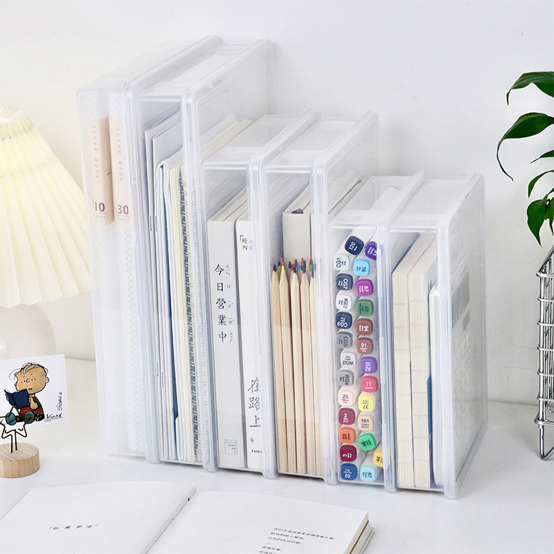 File Storage Box Office Desktop Sorting Books Home Certificate Box Multifunctional Dustproof Transparent Box with Lid
