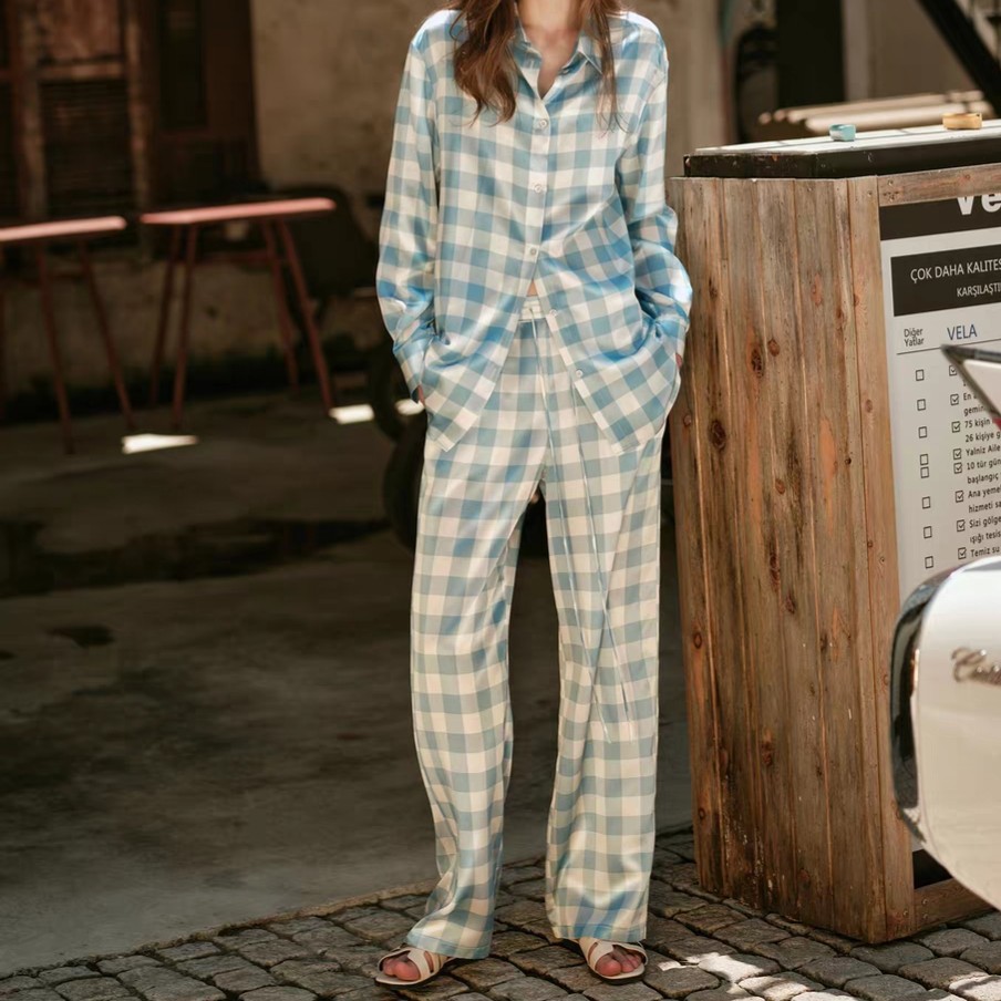 2025早秋新款睡衣女士家居服南韩丝高级感套装