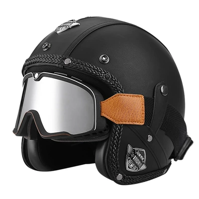 Motorcycle Safety Supplies, Leather Helmet Riding 3/4 Half