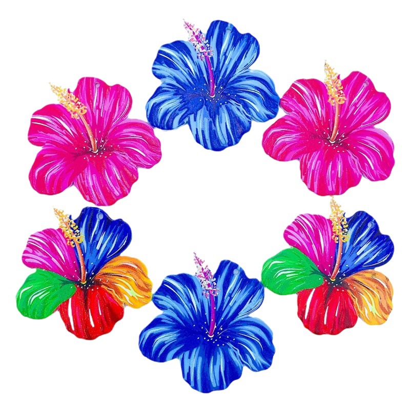 Fashion Small Flower Color-Blocking Double-Sided Ink Painting Earrings Pendant Handmade DIY Bag Pendant Accessory Personality