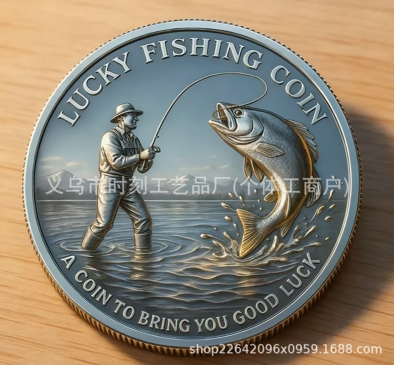 跨境新款Lucky Fishing Coin With card钓鱼爱好者幸运钓鱼币卡片-阿里巴巴