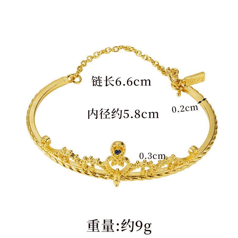 Brazalete de corona de oro de estilo europeo y americano tallado aleación de cobre no se desvanecerá joyería Yiwu al por mayor