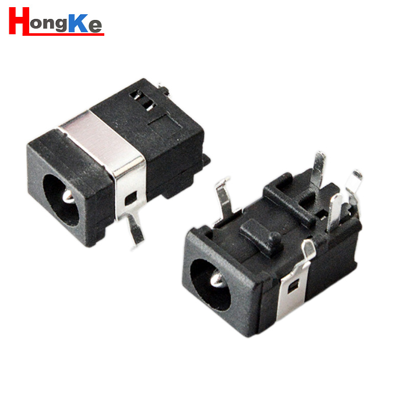 直销DC电源插座 DC-030C黑黄色DC4017接口充电接口 卧插式DC母座