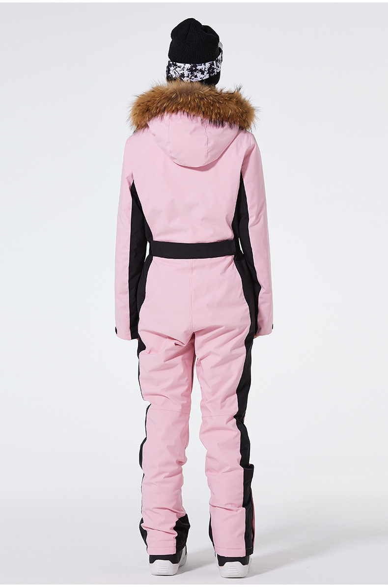 Combinaison de ski femme coupe slim – Combinaison de snowboard une pièce imperméable et coupe-vent | Vêtements de ski d'hiver à isolation thermique et poignets réglables_voghion.com
