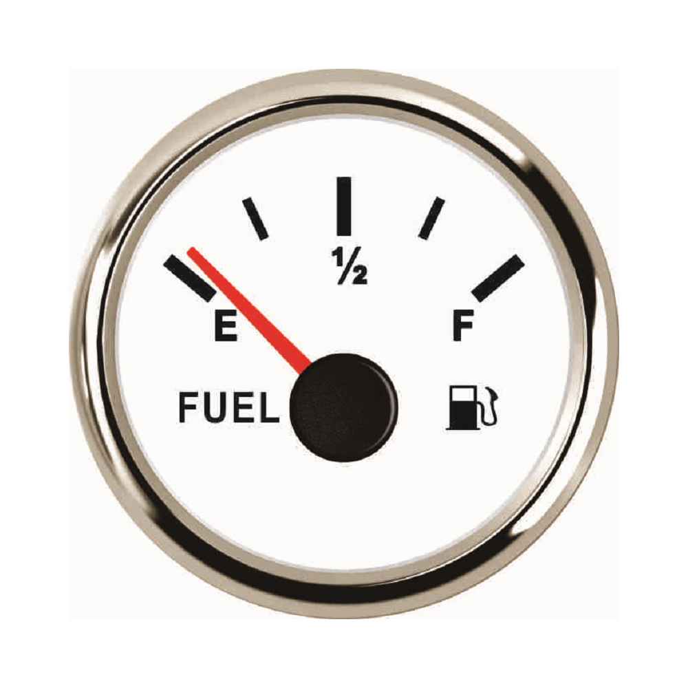 automobile instrument, Universal Gauge Fuel Meter - silver-edge-white-background-0-30o