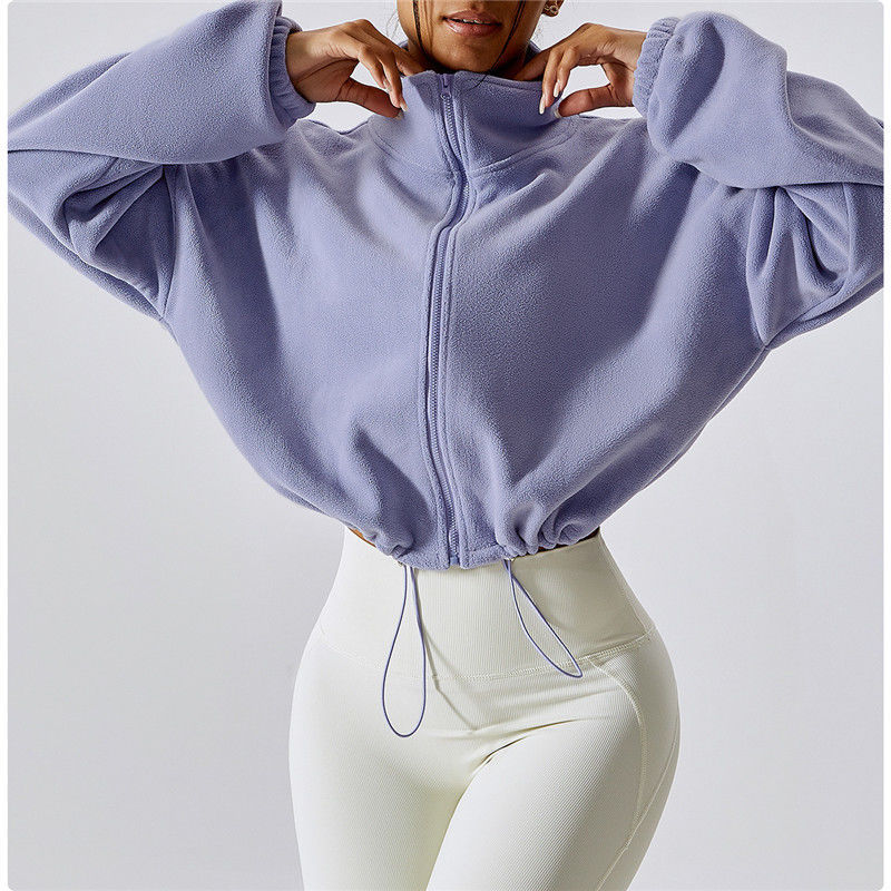 Short Top Length Daily Occasion Simple Style Sport Style Solid Color Linen Polar Fleece Turtleneck Active Tops