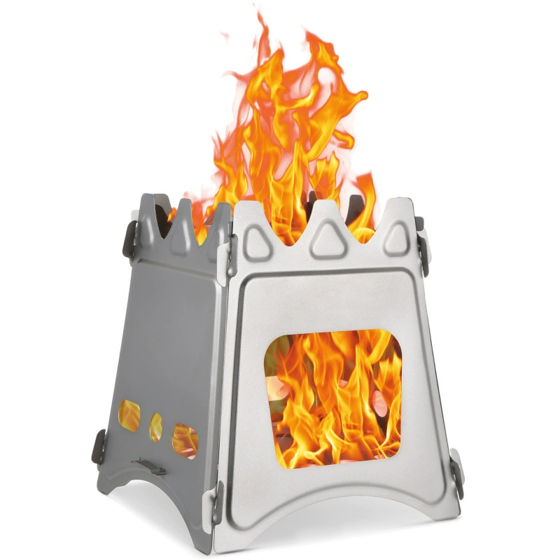 Открытый чистый титановый дровяной печи Портативная простая печь для кемпинга барбекю ветрозащитный обогрев сверхлегкий маленький дровяной печи оптом