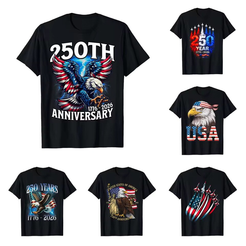 European Size Cotton T-Shirt for the 250Th Anniversary of 1776-2026, Birthday Commemoration, July 4Th, Unisex Cotton Short-Sleeve Clothing