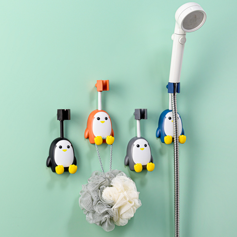 lovely Cartoon Punch holes universal Shaking head shower Flower sprinkling Bracket adjust No trace Stick Nozzle fixed base