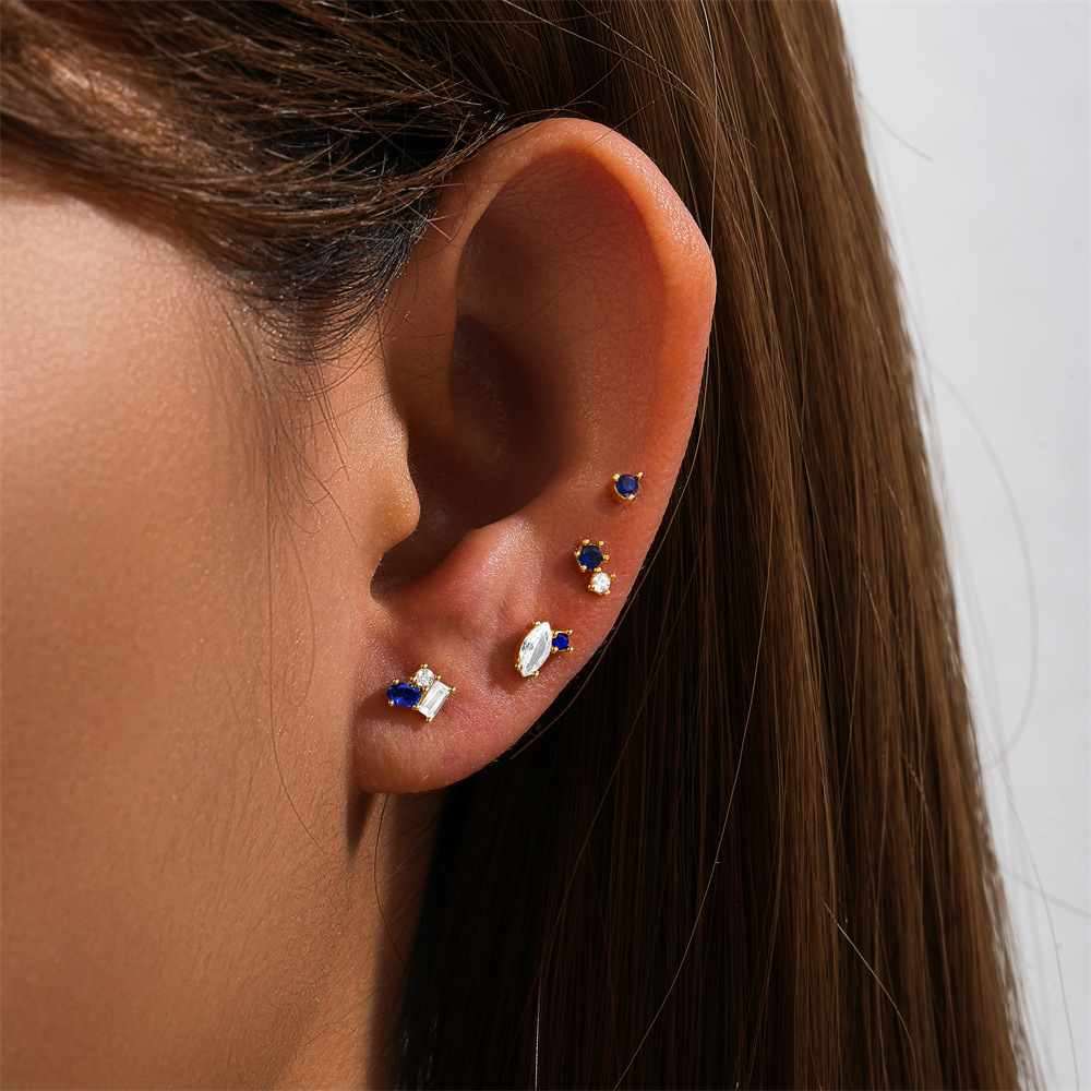 1g Weight 925 Sterling Silver Ear Needle Material Ear Studs Classification 4 Pieces Set Quantity Daily, Date Occasion 925 Sterling Silver Material Geometric Pattern Women's Gender Plating Design Simple Style, Classic Style Style 4 Pieces Set 925 Sterling Silver Geometric Ear Studs 4