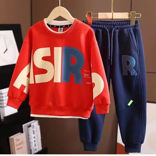 Children's Autumn Outfit Set  New Print Letter Hoodie Spring and Autumn Season Sports Fashion Vibe Two-Piece Set
