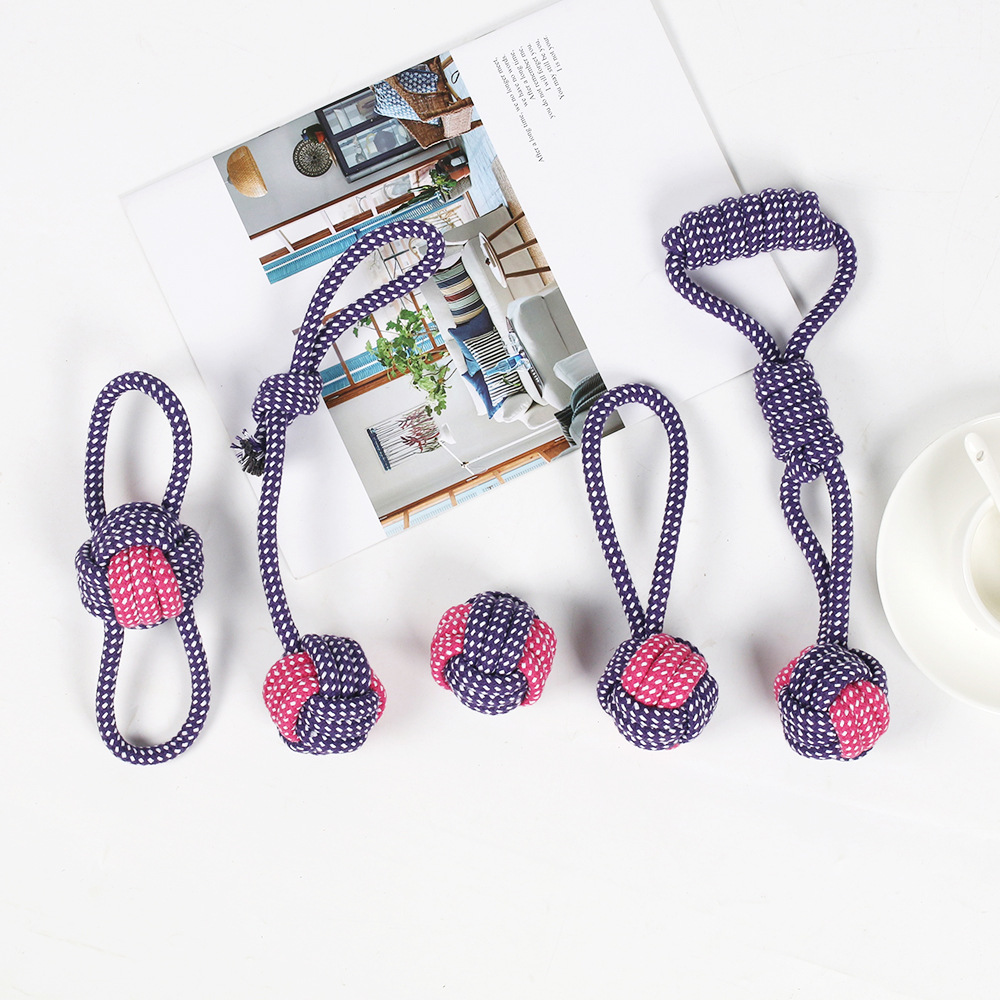 Juguetes de nudo de algodón transfronterizos para mascotas, dientes de molienda resistentes a la mordida, bolas de tracción interactivas, juguetes para mascotas, juguetes para perros