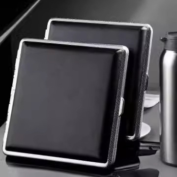 Leather cigarette case 20 Pack 8.0mm thick hand roll smoke metal leather material ultra-thin simple portable personality Leather cigarette case 20 Pack 8.0mm thick hand roll smoke metal leather material ultra-thin simple portable personality