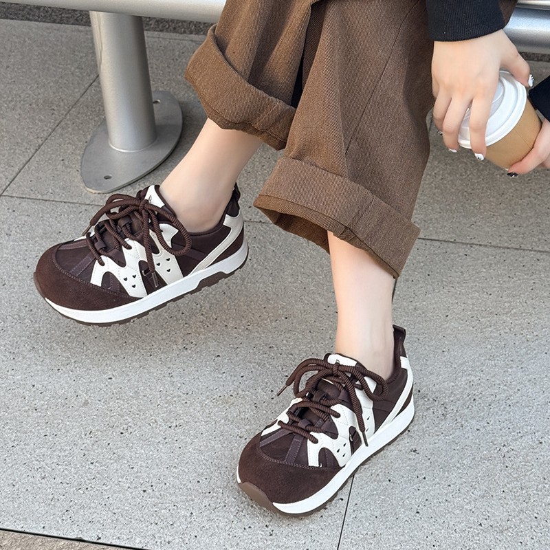 松糕厚底德训鞋女2025秋季爆款透气运动鞋拼色休闲阿甘鞋单鞋潮|undefined