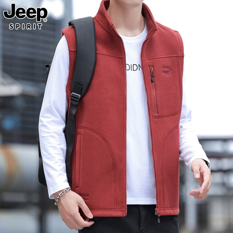 JEEP吉普2025秋冬季新款男马甲抓绒保暖坎肩商务休闲外套潮流7100|undefined