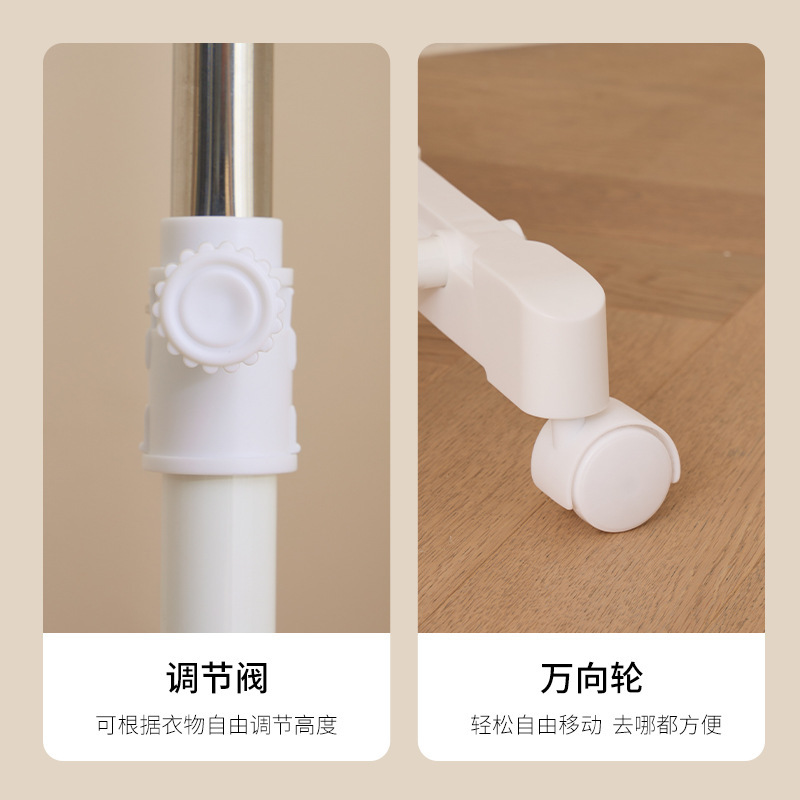 落地式卧室挂衣架可移动带轮家用客厅晾衣架收纳不锈钢衣架批发|undefined