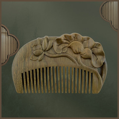 Green Sandalwood 8cm Pocket Combs Carved Flowers Girl Small Portable Beautiful Practical Bag Combs Sandalwood Combs Wholesale