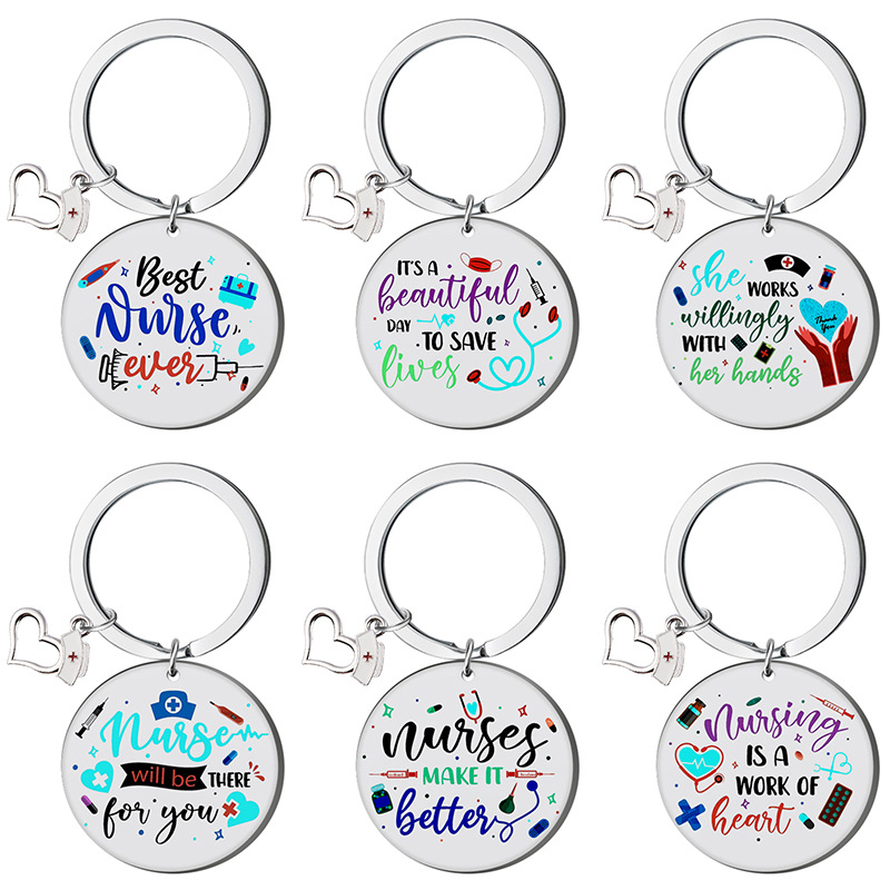 Simple Style Style Simple Style Letter Stainless Steel Nurses Day Women'S Bag Pendant Memorial Keychains