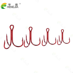 Hengjia Wholesale Fish Hooks 20 Boxed Red Three Hooks Luya Strengthened Fishing Hooks Three-claw Hooks Anchor Hooks Three-claw Hooks