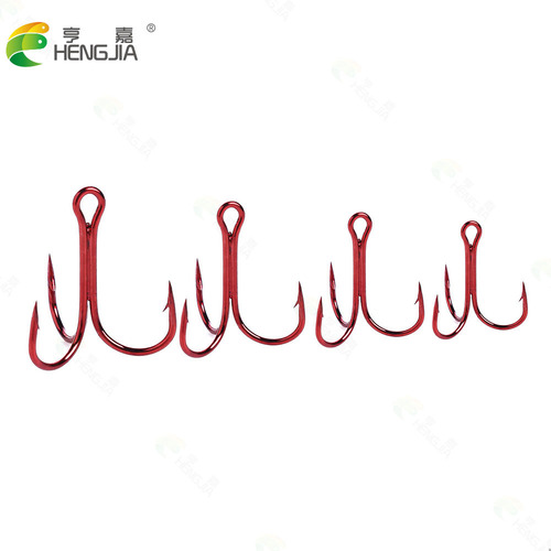 Hengjia Wholesale Fish Hooks 20 Boxed Red Three Hooks Luya Strengthened Fishing Hooks Three-claw Hooks Anchor Hooks Three-claw Hooks