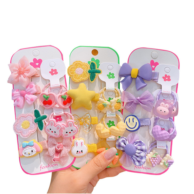 [Venta especial] nuevo anillo de pelo coreano para bebés, adornos de cabello de frutas, conjunto de pinzas de cabello para niñas, pinzas de cabello para joyas de cabeza