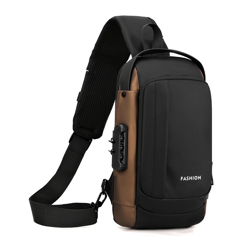 Bolso de pecho para hombre, bolso cruzado, mochila de gran capacidad, multifuncional, con bloqueo de contraseña, antirrobo, bolso para hombre con carga USB
