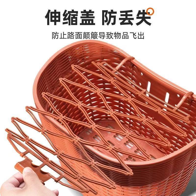 Electric Bike Rear-Mounted Rattan-Style Basket, Compatible with Yadea and Aima, Waterproof Storage Basket, Large Capacity, Sun-Resistant, No Drilling Required