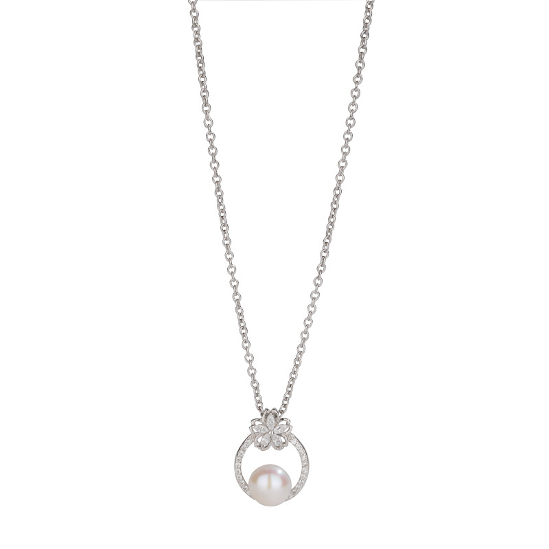 Joyería de verano nuevo nicho de alta calidad Cadena de clavícula COLLAR COLGANTE de perlas de agua dulce de plata esterlina 925