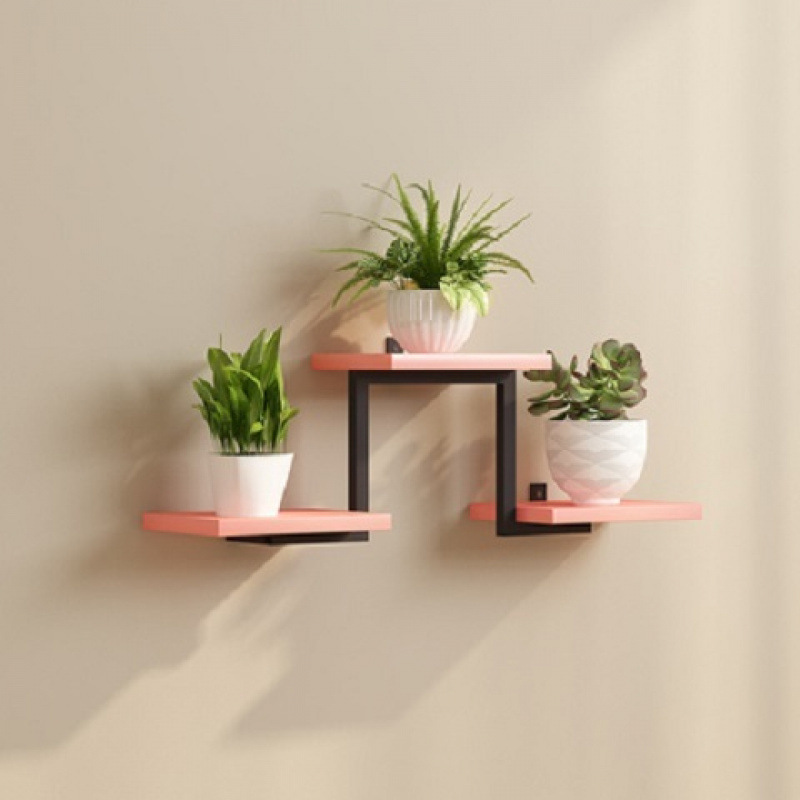 Estante de pared estante de flores decoración moderna simple partición de pared simple hierro forjado estante multicapa perforación