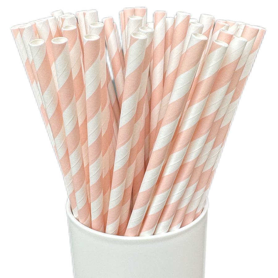 En stock paja de papel desechable al por mayor de papel degradable paja de papel raya papel paja leche té color multicolor tubo de papel