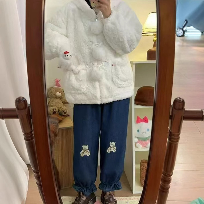 (2개) 겨울 새로운 귀여운 후드 따뜻한 부드러운 왁스 같은 게으른 코트
