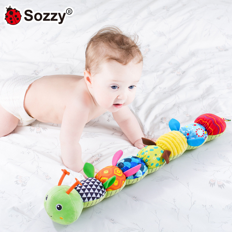 Sozzy oruga de goma, regla de altura, recién nacido, muñeca de peluche, muñeca de educación temprana, juguete de iluminación para bebés