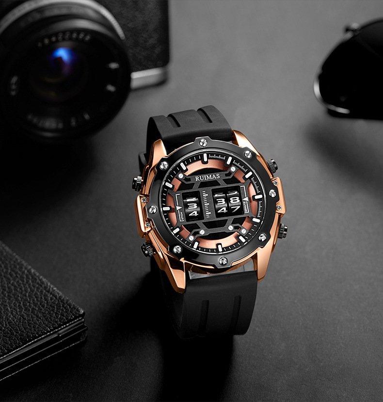 Orologio al quarzo da uomo moda con design a rullo impermeabile_voghion.com