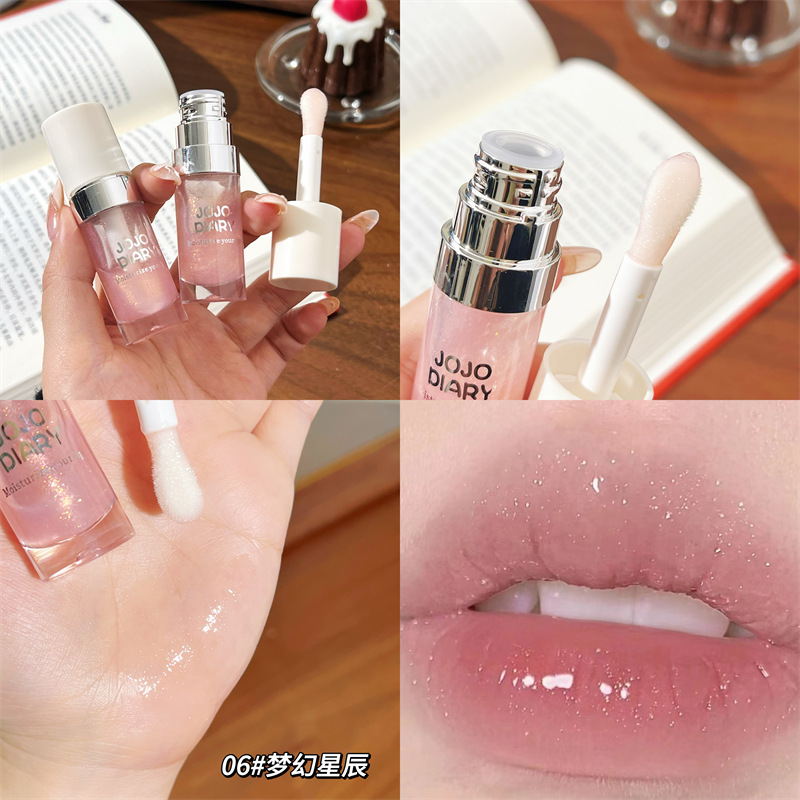 Diario largo, borde plateado de agua, labios dulces, miel, humedad, desalinización de las marcas labiales, labios de vidrio resistentes a la agrietamiento seco, duraderos, difíciles de descolorar image 11