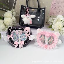 ins风高颜值双卡位爱心卡套蕾丝成品谷美周边双人小卡咕卡套挂件