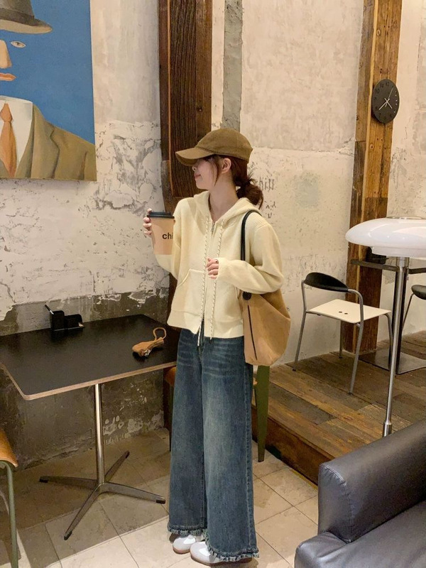 慵懒高级感拉链毛衣外套女秋冬穿搭连帽卫衣冬日爆款洋气减龄上衣|undefined