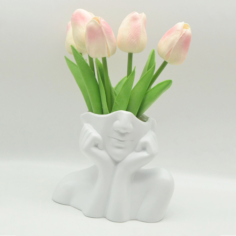 Nordic style big face shy resin ornaments vase light luxury decorative bottle crafts flower ornaments wholesale