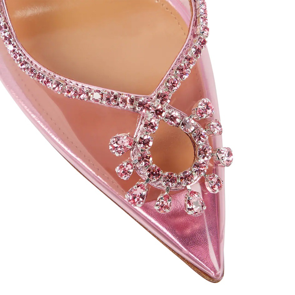 Transfronterizo al por mayor primavera y verano nuevo estilo europeo y americano señaló Correa transparente rhinestone cadena Moda stiletto talón zapatos de mujer