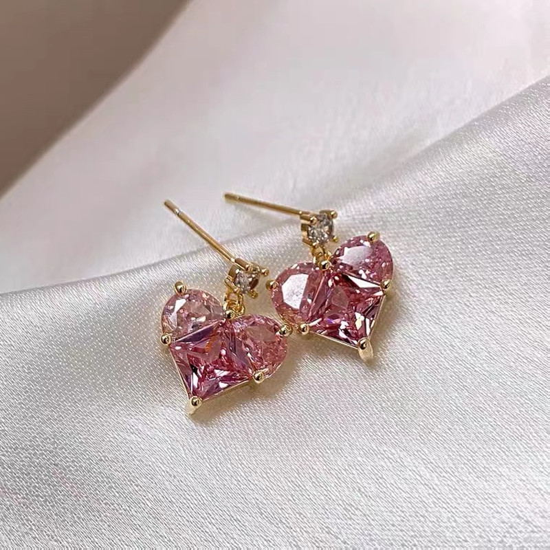 Heart Shape Pattern Sweet Heart Shape Alloy Rhinestone Women's Drop Earrings
