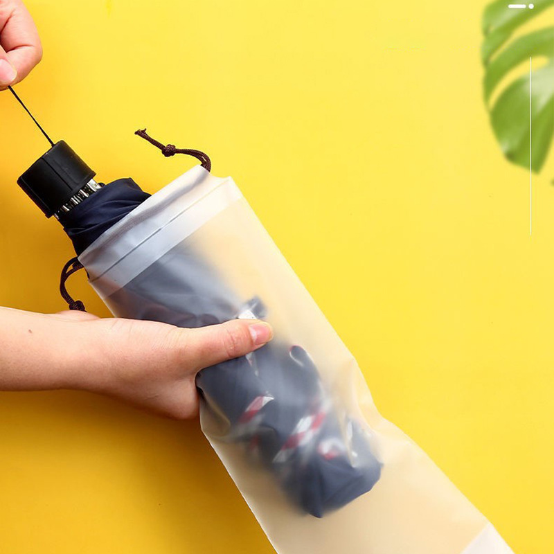 Cross-border Exclusive Matte Transparent Plastic Bag Umbrella Storage Bag Reusable Portable Umbrella Drawstring Storage Cover