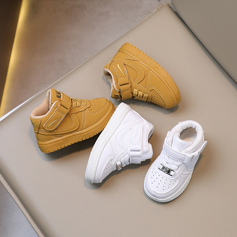 Spring and Autumn New Children's Sports Shoes, Boys' High-Top Sneakers, Girls' White Shoes, Korean-Style Toddler Shoes, Children's Basketball Shoes