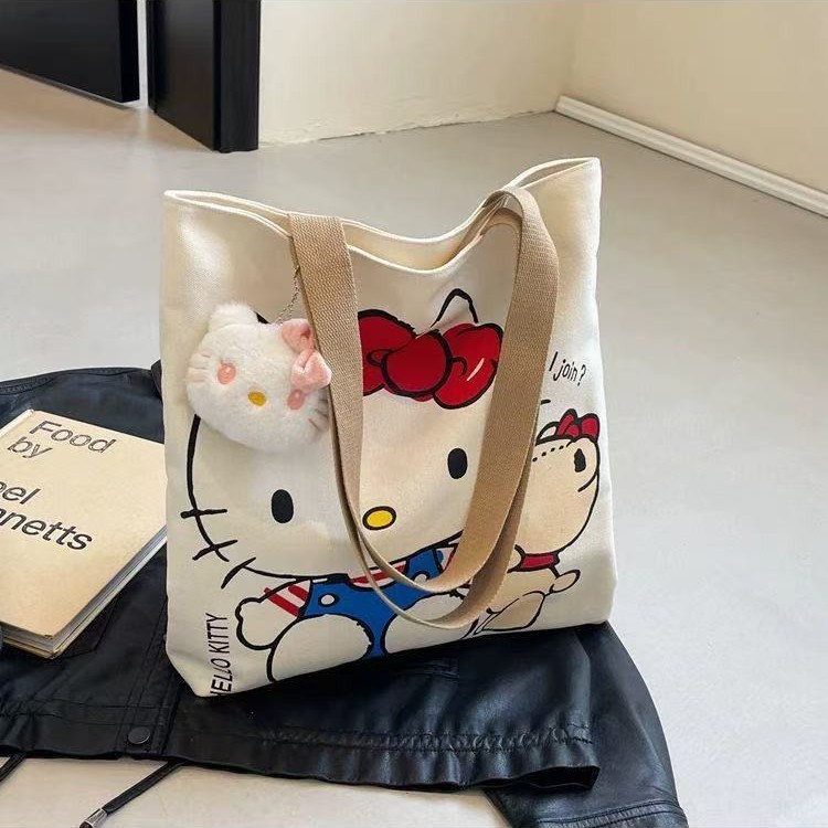 定制韩系凯蒂猫单肩包日常休闲百搭时尚帆布包大容量设计感腋下包