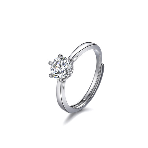 Live supply classic Zhoujia six-claw crown imitation diamond ring ring S925 sterling silver ring women's jewelry manufacturer