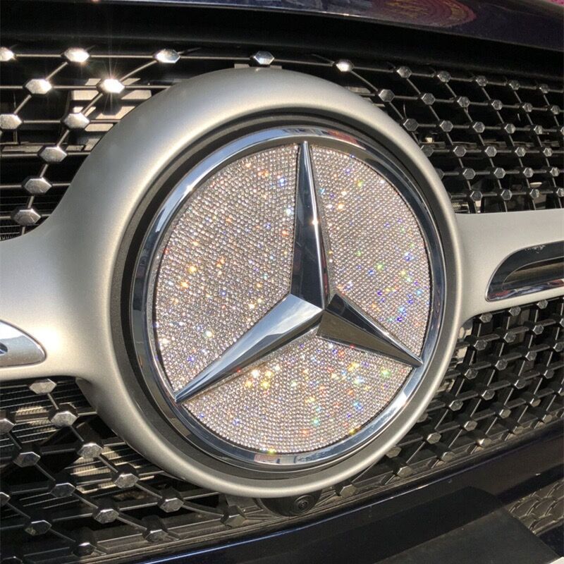 Mercedes-Benz üçün almaz bəzəkli loqo stikeri, ön və arxa