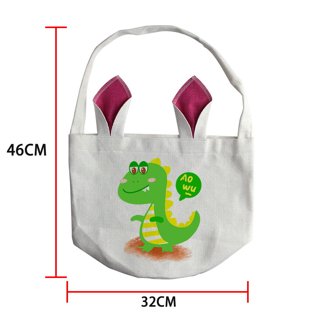 Orejas de conejo de Pascua bolsa de asas de transferencia de calor de impresión bolsa para figura DIY380 G algodón de lino en blanco al por mayor