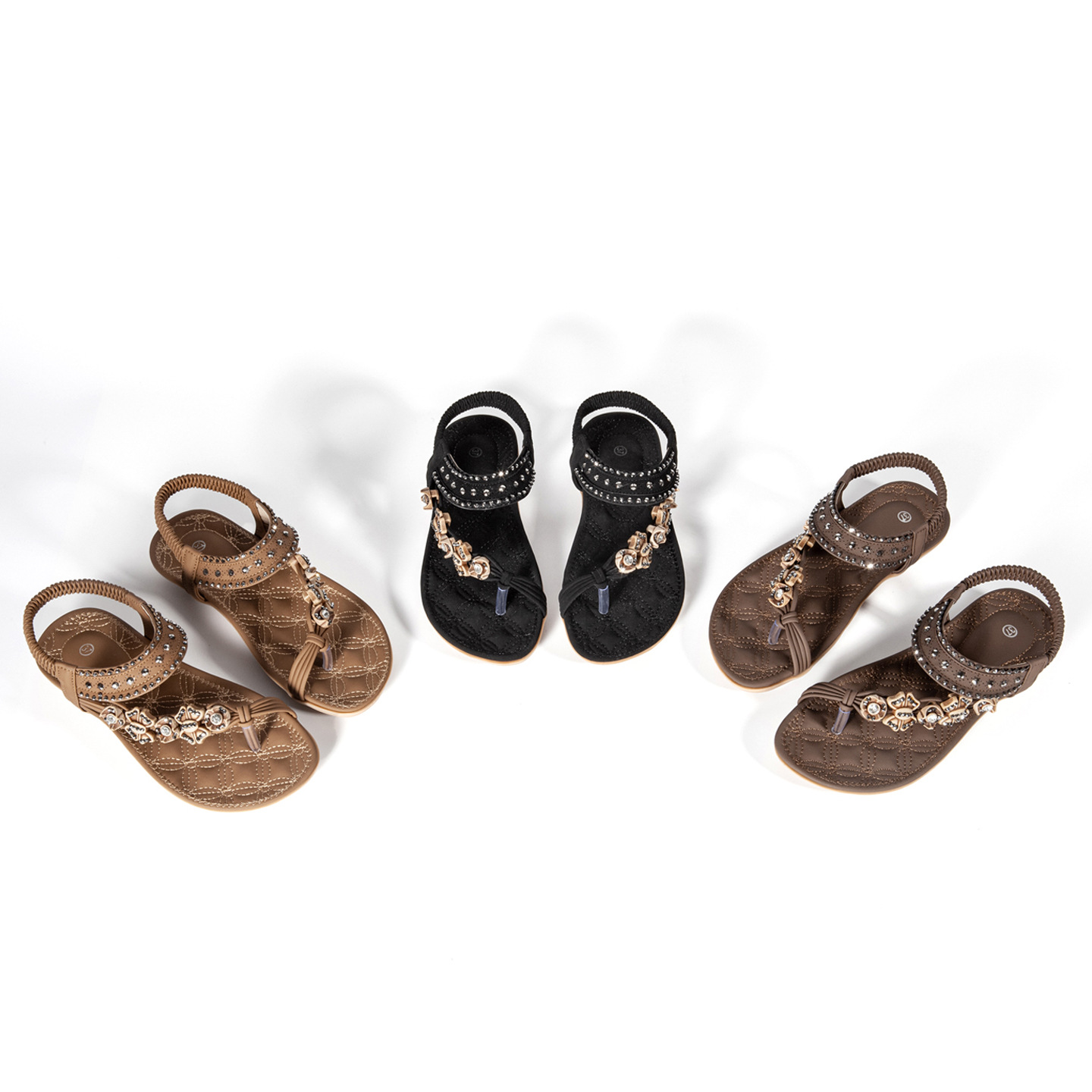Women's Shoes, Summer Fashion Beach Vacation Flat Sandals With Beaded Toe Straps_desvips.com