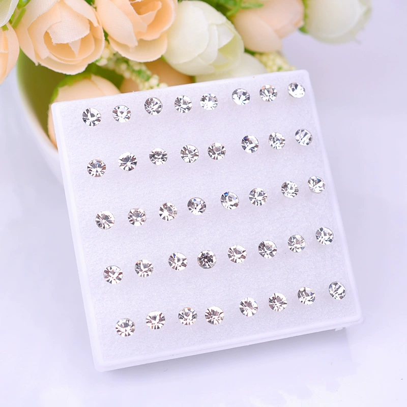 (Cross-border trading), plastic accessory, transparent earrings with zircon, set