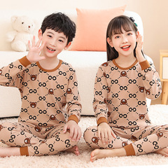 子供の秋の服の秋のズボンの純綿の女の子の下着のスーツの子供の綿のセーターの中で子供の秋冬のパジャマ