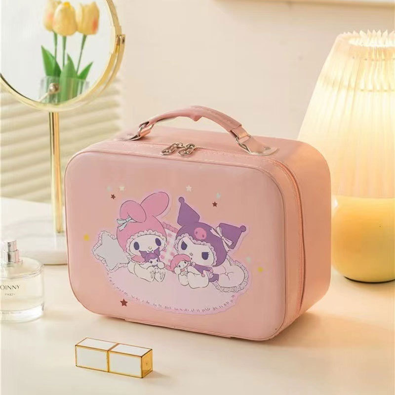 Estuche de cosméticos portátil Sanrio, estuche de cosméticos de gran capacidad, estuche de cosméticos portátil con dibujos animados de Kuromi
